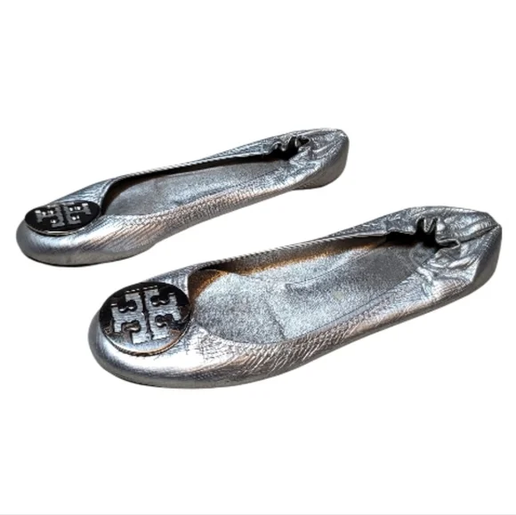 Tory Burch Silver Reva Ballet Flats - Size 9.5M - Picture 3 of 9